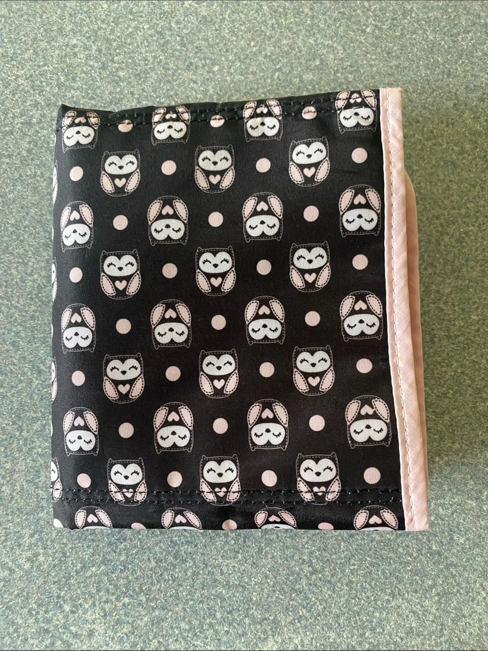 Dark Brown Owl Print Diaper Changing Mat with Pink Trim